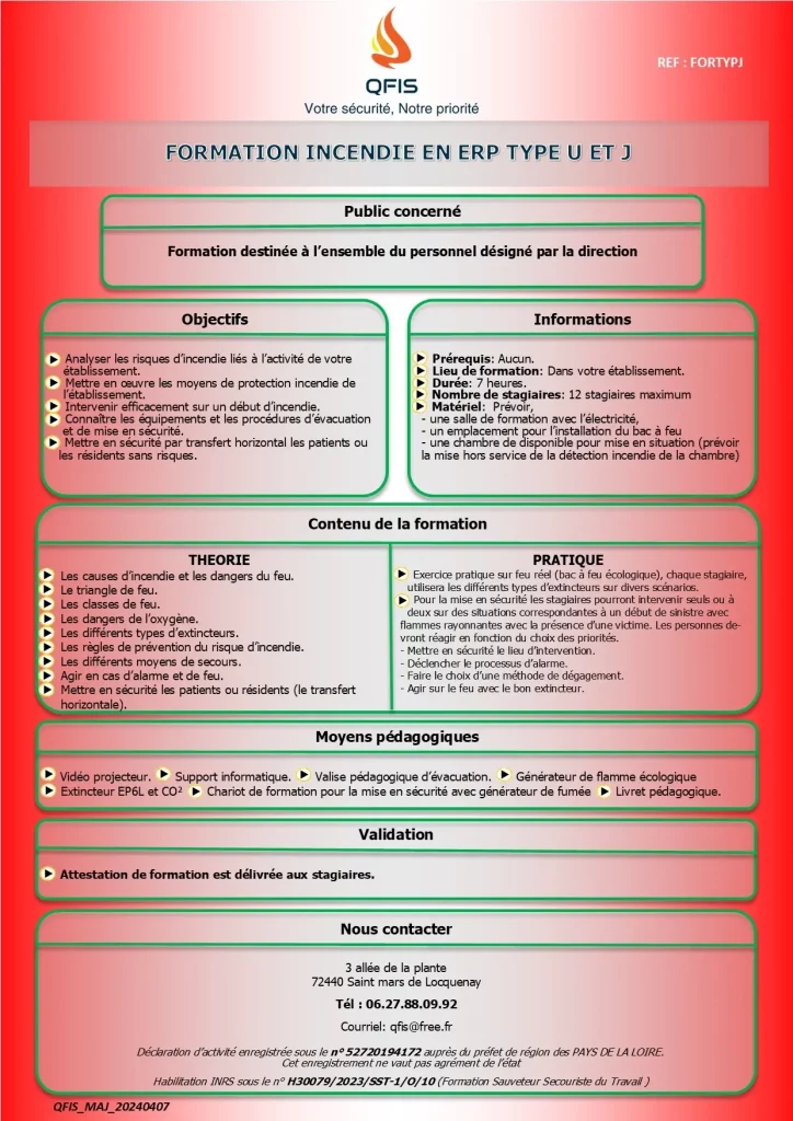 Formation incendie en ERP type J ou U_QFIS
