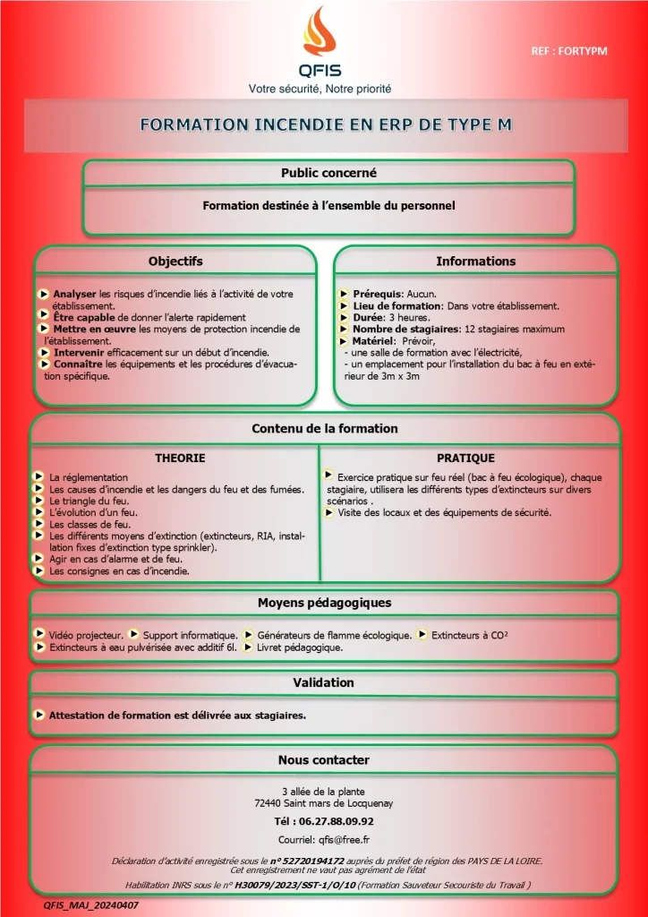 Formation incendie en ERP type M_QFIS