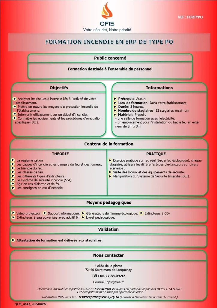 Formation incendie en ERP type PO_QFIS